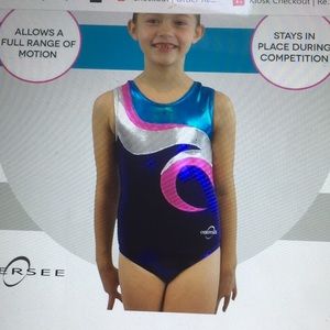 New! Oversee Girl’s Shiny Gymnastics Dance Leotard size XS in Swirl Purple